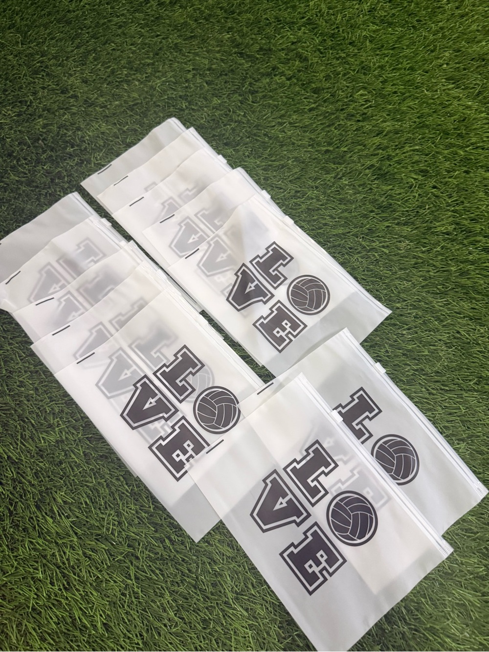 Reusable Volleyball Zipper Bags, set of 12
